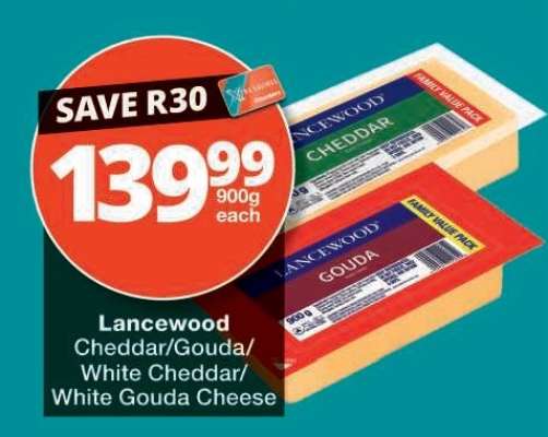 Lancewood Cheddar/Gouda/White Cheddar/White Gouda Cheese