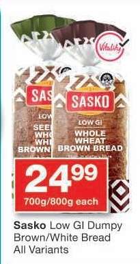 Sasko Low GI Dumpy Brown/White Bread