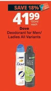 Dove Deodorant for Men/Ladies All Variants