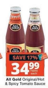 All Gold Original/Hot & Spicy Tomato Sauce