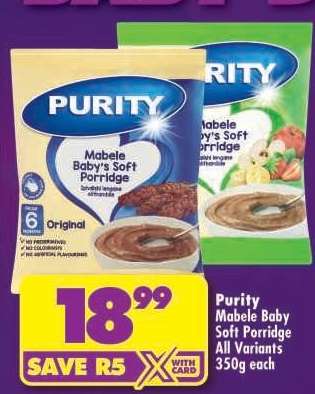Purity Mabele Baby Soft Porridge All Variants