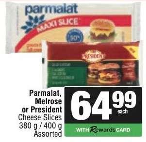 Parmalat, Melrose or President Cheese Slices