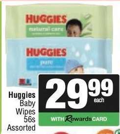Huggies Baby Wipes 56s Assorted