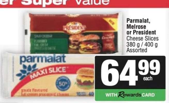 Parmalat, Melrose or President Cheese Slices