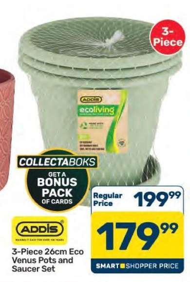 3-Piece 26cm Eco Venus Pots and Saucer Set
