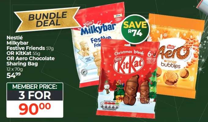 Nestlé Milkybar Festive Friends 57g OR KitKat 55g OR Aero Chocolate Sharing Bag
