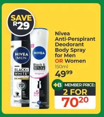 Nivea Anti-Perspirant Deodorant Body Spray for Men OR Women