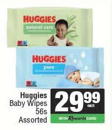 Huggies Baby Wipes 56s Assorted