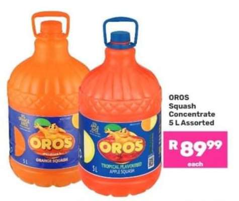 Oros Squash Concentrate 5 L Assorted