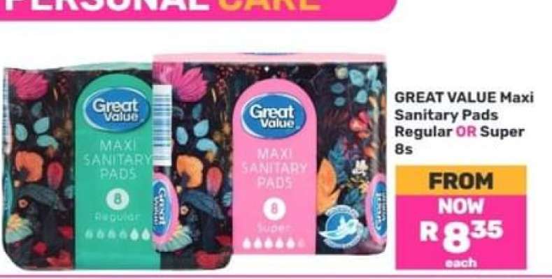 GREAT VALUE Maxi Sanitary Pads Regular OR Super 8s