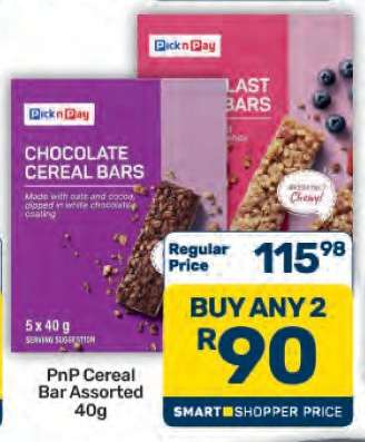 PnP Cereal Bar Assorted 40g