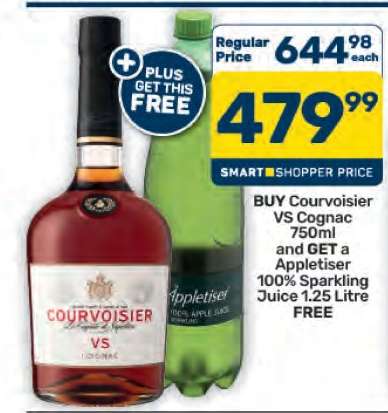 Courvoisier VS Cognac 750ml + Appletiser 100% Sparkling Juice 1.25 Litre