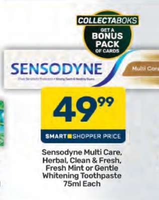 Sensodyne Multi Care, Herbal, Clean & Fresh, Fresh Mint or Gentle Whitening Toothpaste 75ml Each