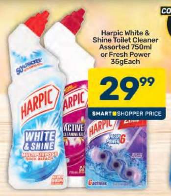 Harpic White & Shine Toilet Cleaner Assorted 750ml or Fresh Power 35g