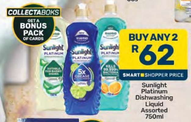 Sunlight Platinum Dishwashing Liquid Assorted 750ml