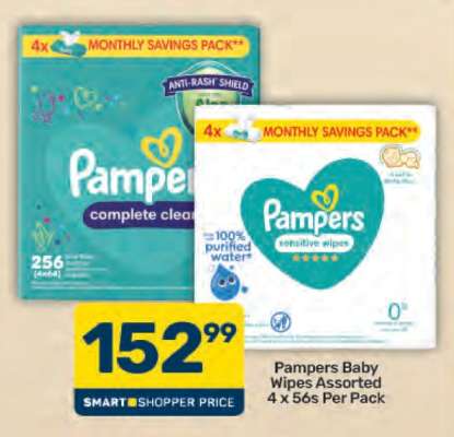 Pampers Baby Wipes Assorted 4 x 56s Per Pack