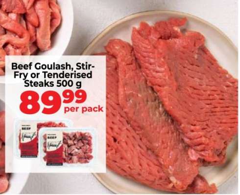 Beef Goulash, Stir-Fry or Tenderised Steaks 500 g