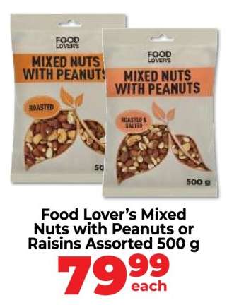 Food Lover’s Mixed Nuts with Peanuts or Raisins Assorted