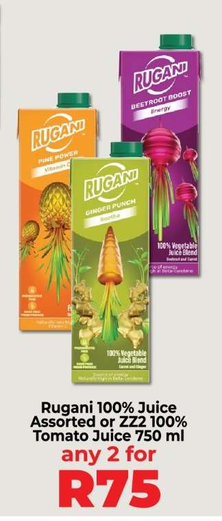 Rugani 100% Juice Assorted or ZZZ 100% Tomato Juice 750 ml