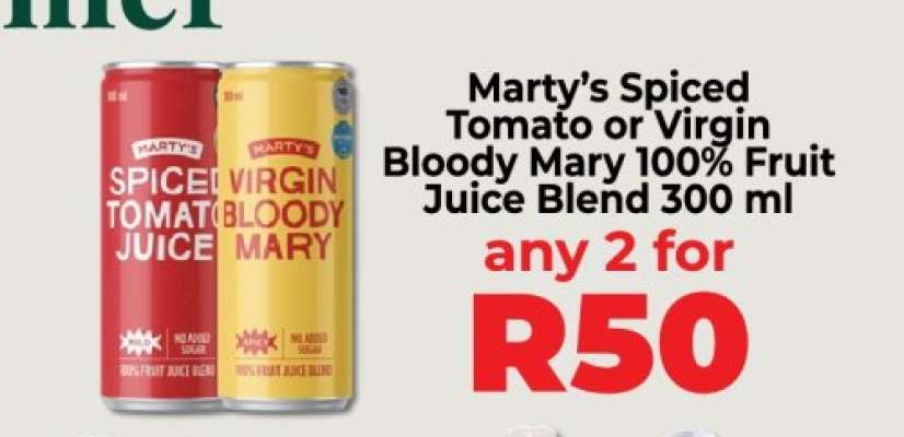 Marty's Spiced Tomato or Virgin Bloody Mary 100% Fruit Juice Blend 300 ml
