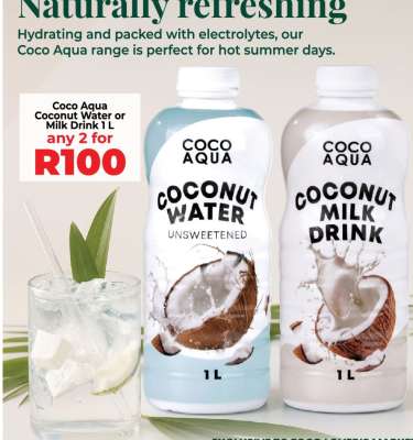 Coco Aqua Coconut Water or Milk Drink 1L