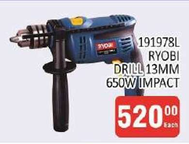 191978L RYOBI DRILL 13MM 650W IMPACT