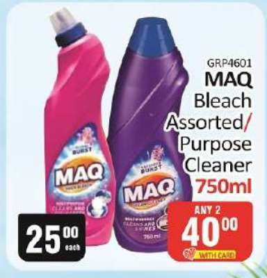 MAQ Bleach Assorted/Purpose Cleaner 750ml