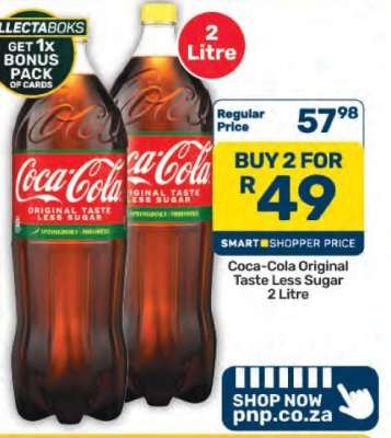 Coca-Cola Original Taste Less Sugar 2 Litre