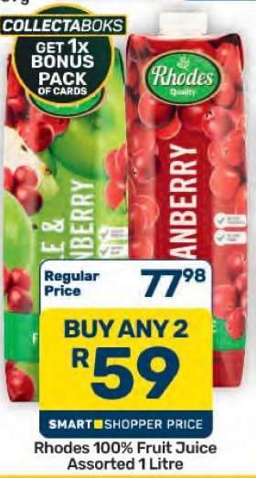 Rhodes 100% Fruit Juice Assorted 1 Litre