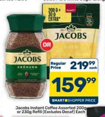 Jacobs Instant Coffee Assorted 200g or 230g Refill