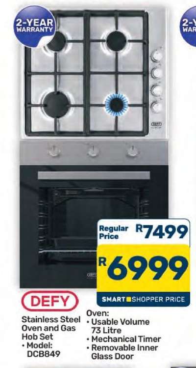 DEFY Stainless Steel Oven and Gas Hob Set