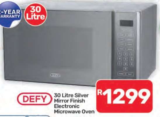DEFY 30 Litre Silver Mirror Finish Electronic Microwave Oven