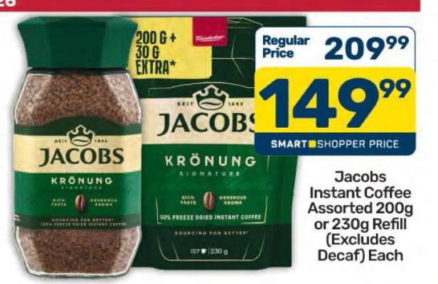 Jacobs Instant Coffee Assorted 200g or 230g Refill
