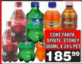 COKE, FANTA, SPRITE, STONEY 300ML X 24's PET