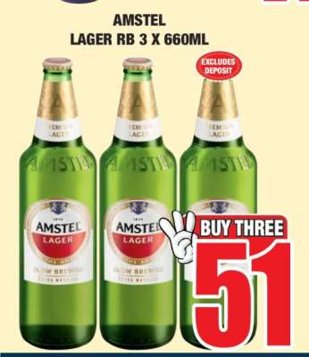 AMSTEL LAGER RB 3 X 660ML