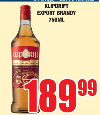KLIPDRIFT EXPORT BRANDY 750ml