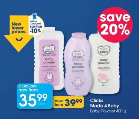Clicks Made 4 Baby Baby Powder 400 g
