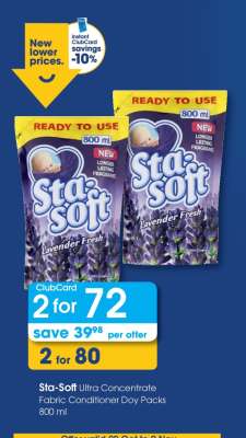 Sta-Soft Ultra Concentrate Fabric Conditioner Doy Packs 800 ml