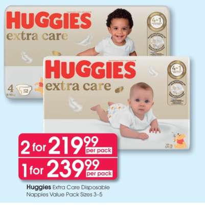 Huggies Extra Care Disposable Nappies Value Pack Sizes 3–5