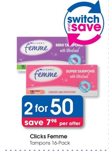 Clicks Femme Tampons 16-Pack
