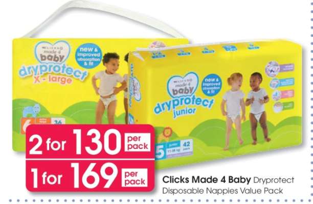 Clicks Made 4 Baby Dryprotect Disposable Nappies Value Pack