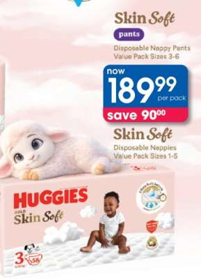 Huggies Gold Skin Soft Disposable Nappy Pants Value Pack Sizes 3-6