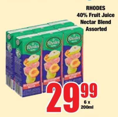 RHODES 40% Fruit Juice Nectar Blend Assorted