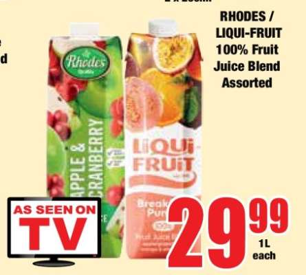 RHODES / LIQUI-FRUIT 100% Fruit Juice Blend Assorted