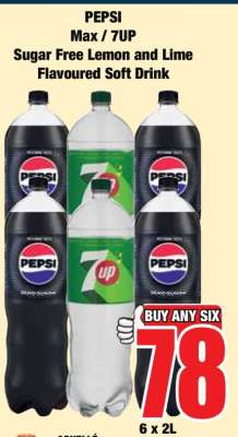 PEPSI Max / 7UP Sugar Free Lemon and Lime Flavoured Soft Drink