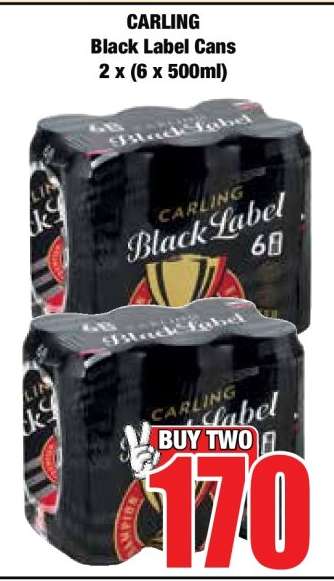 CARLING BLACK LABEL CANS 2 X (6 X 500ML)
