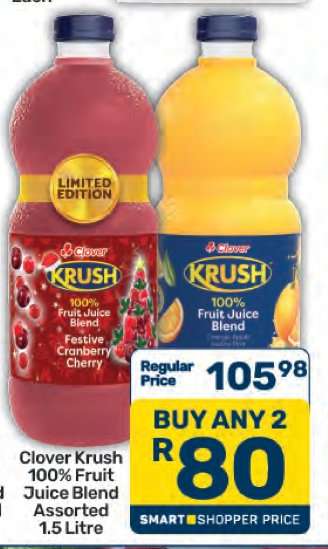 Clover Krush 100% Fruit Juice Blend Assorted 1.5 Litre