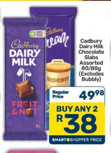 Cadbury Dairy Milk Chocolate Slabs Assorted 80/88g (Excludes Bubbly)