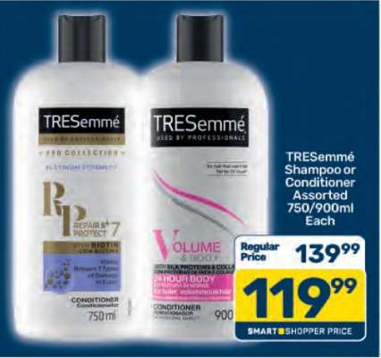 TRESemmé Shampoo or Conditioner Assorted 750/900ml Each