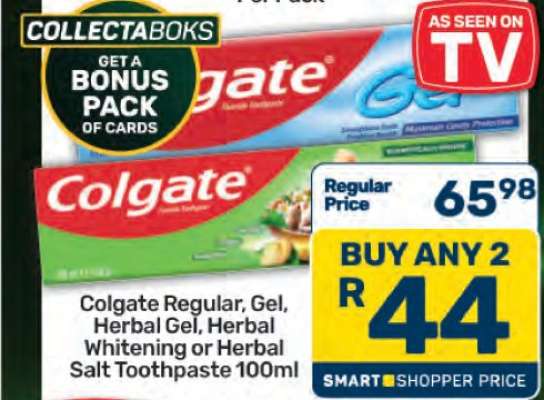 Colgate Regular, Gel, Herbal Gel, Herbal Whitening or Herbal Salt Toothpaste 100ml